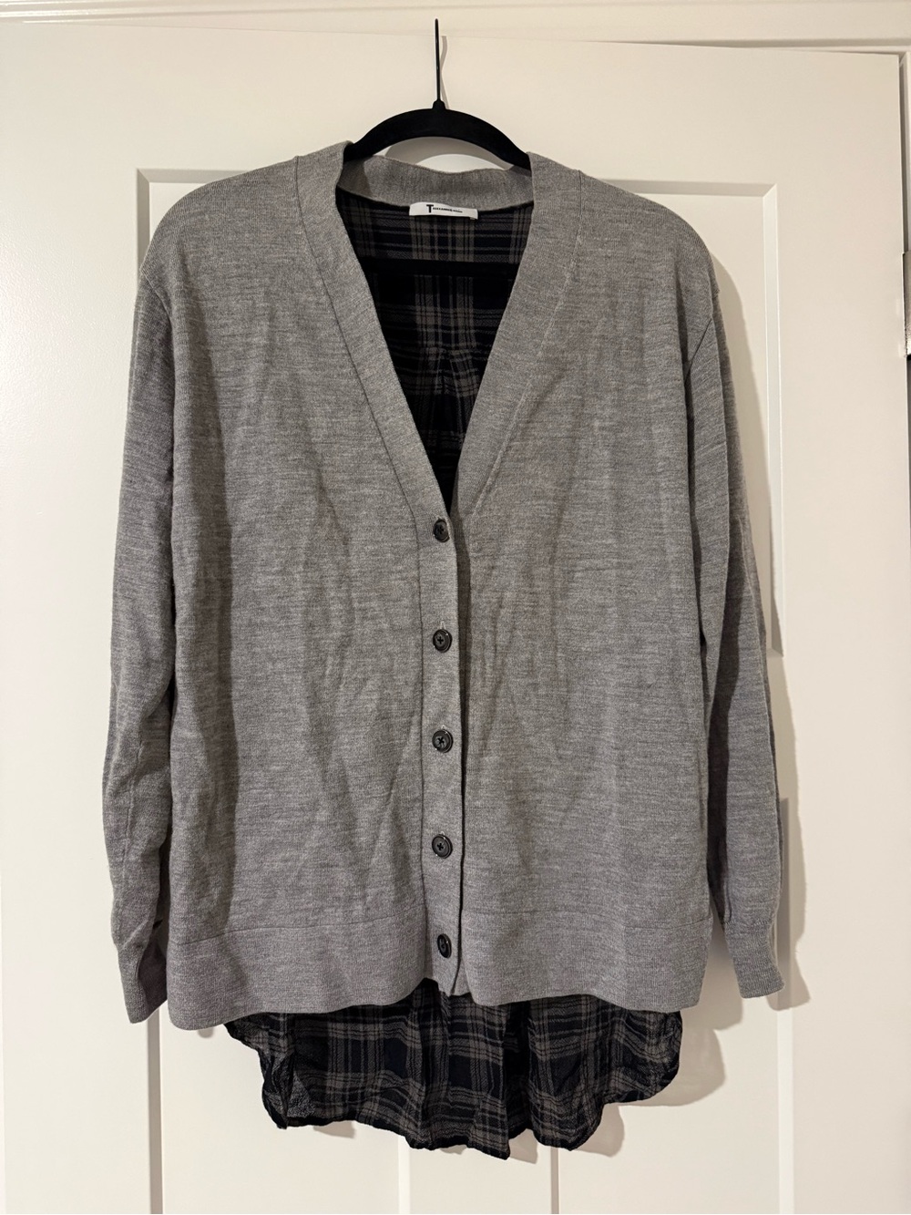 Light Gray V-Neck Button Cardigan Sweater